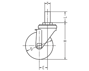 ナンシン 微音キャスター GES (パイプ式・自在・ストッパーS12)の寸法図