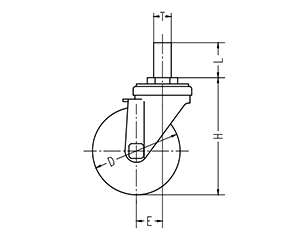 ナンシン 微音キャスター GES (パイプ式・自在・ストッパーS2)の寸法図