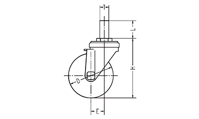 ナンシン キャスターGM/S-1/S-2 (ゴムパイプ式・自在・ストッパー)の寸法図