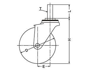 ナンシン 一般キャスター SEL (ねじ式・自在・重量系)の寸法図
