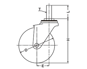 ナンシン 一般キャスター SEL-S (ねじ式・自在・重量系・ストッパー)の寸法図