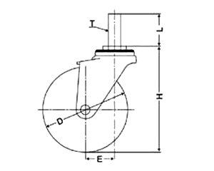 ナンシン 微音キャスター SES (ねじ式・自在)の寸法図