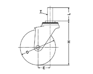 ナンシン 微音キャスター SES (ねじ式・自在・ストッパーS12)の寸法図
