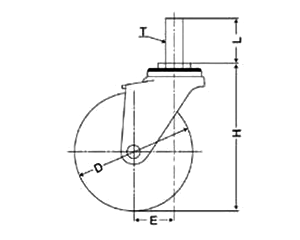 ナンシン 微音キャスター SES (ねじ式・自在・ストッパーS2)の寸法図
