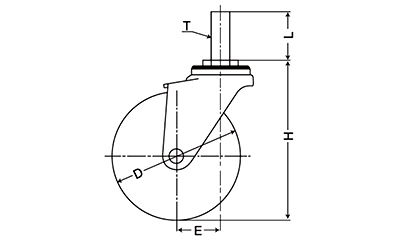 ステンレス ナンシン キャスター SU-SEL (ねじ式・自在)の寸法図