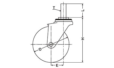ステンレス ナンシン キャスター SU-SEL/S-2 (ねじ式・自在・ストッパー)の寸法図