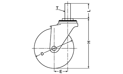 ステンレス ナンシン キャスター SU-SM/S-2 (ねじ式・自在・ストッパー)の寸法図