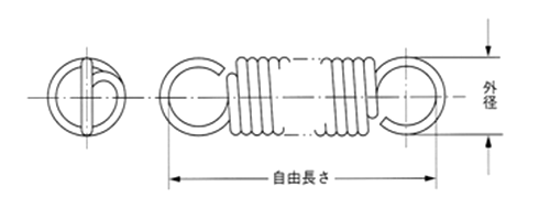 引張バネ ピアノ線SWP-B (ケーエス産業/Dシリーズ)の寸法図