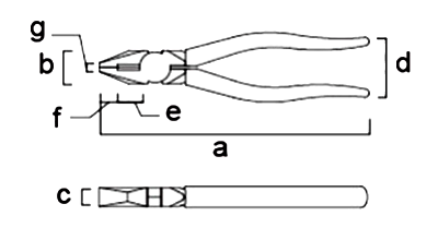 フジ矢 ペンチ(樹脂グリップ)の寸法図