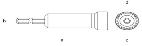 フジ矢 セミロングソケット (黒金)(六角軸6.35mm)(512-BG)の寸法図