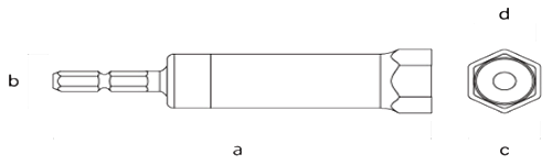 フジ矢 首振りレースウェイソケット (黒金)(六角軸6.35mm)(506-K-BG)の寸法図