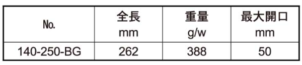 フジ矢 クイックウォーターポンププライヤー (KUROKIN)の寸法表