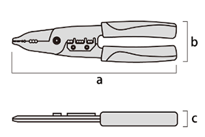 フジ矢 電工VAストリッパ(黒金)((切断機能付き)(FVA-BG) ストリッパーの寸法図