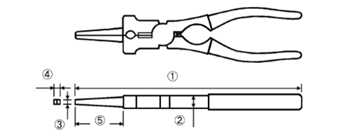 ロブテックス 溶接用ペンチ (CO2溶接トーチ専用)(ZP-WEL)の寸法図