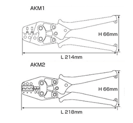 ロブテックス マルチミニ 圧着工具 (AKM)の寸法図