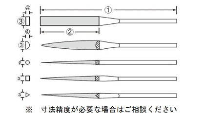 ロブテックス ダイヤモンドヤスリ (精密用S-5・5本組)の寸法図