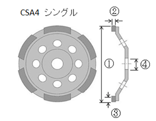 ロブテックス ダイヤモンドカップホイール(乾式)研削王 シングル (CSA4)の寸法図