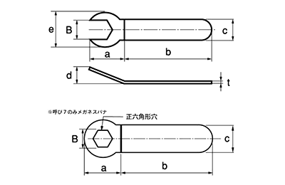 鉄 板スパナ (普及品)レンチの寸法図
