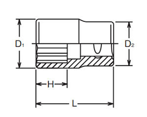 コーケン スタンダード ソケット(12.7mm・1/2h差込)(6角)(4400M)の寸法図