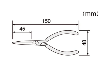 E形止め輪 専用工具 E型プライヤー(Eリングホルダー)(PZ-1 /先端着磁)(エンジニア製)の寸法図