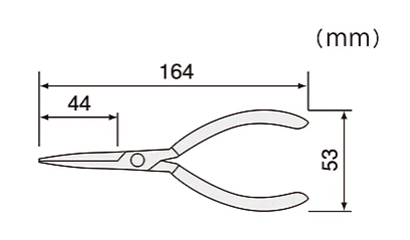 E形止め輪 専用工具 E型プライヤー(Eリングホルダー)(PZ-2 /先端着磁)(エンジニア製)の寸法図