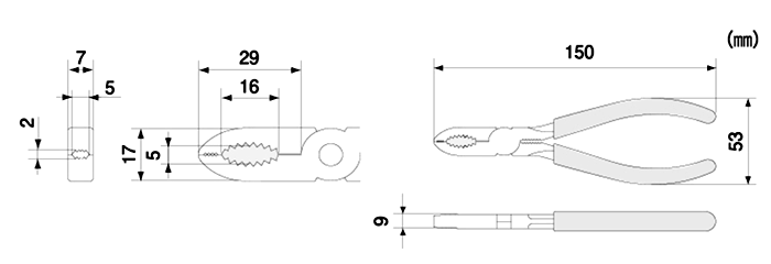 エンジニア PZ-55 ネジザウルス(対応ネジφ3～8mm)の寸法図