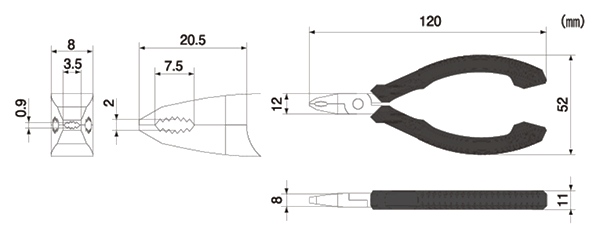 エンジニア PZ-57 ネジザウルス (M2)(対応ネジφ2～3.5mm)の寸法図