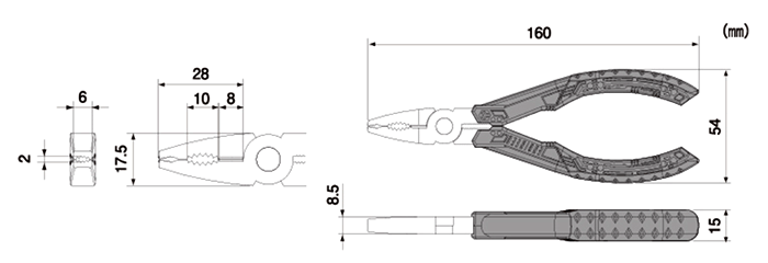 エンジニア PZ-58 ネジザウルス (GT)(対応ネジφ3～9.5mm)の寸法図