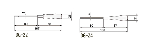 エンジニア ミニソフトドライバー(+-/プラス/ マイナス頭)(DG-)の寸法表