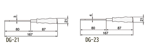 エンジニア ミニソフトドライバー(+-/プラス/ マイナス頭)(DG-)の寸法図