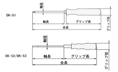 エンジニア 差替ドライバー(+/-両頭ビット)(DK-)の寸法図