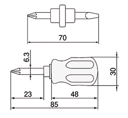 エンジニア ツインスター(+/-両頭ビットで1本2役)(全長85mm)(DST-05)の寸法図