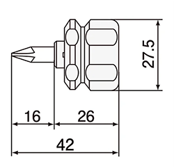 エンジニア 差替ミニスター(+/-両頭ビットで1本2役)(全長42mm)(DST-)の寸法図