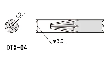 エンジニア 特殊ネジ用ドライバー(DTP-ペンタローブ/DTX-ラインリセスネジLR)の寸法表