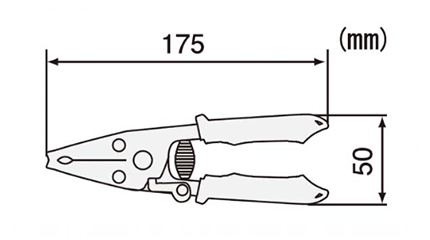 エンジニア ワイヤーストリッパー(太線用 PA-07)の寸法図
