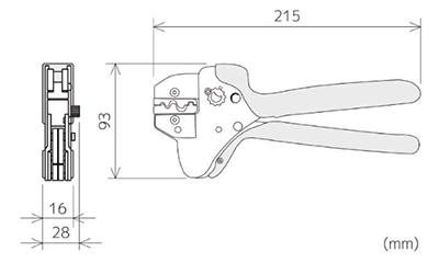 エンジニア ダイス交換式ラチェットクリンパー(絶縁端子の圧着)(PAD21)の寸法図