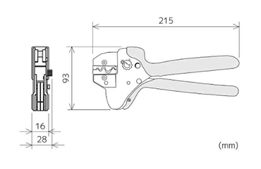 エンジニア ダイス交換式ラチェットクリンパー(オープンバレル端子圧着)(PAD22)の寸法図