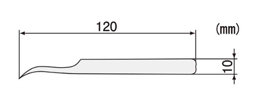 エンジニア ステンレスピンセット(曲がりタイプJ型) PT-06の寸法図
