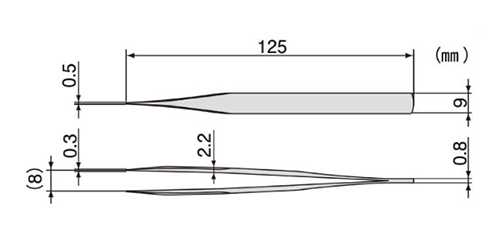 エンジニア 鉄腕ピンセット(先細タイプ) PT-16の寸法図