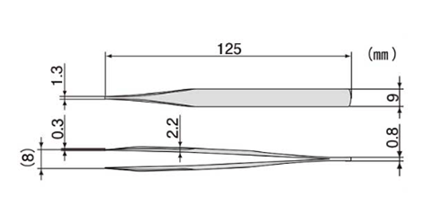 エンジニア 鉄腕ピンセット(先平タイプ) PT-17の寸法図