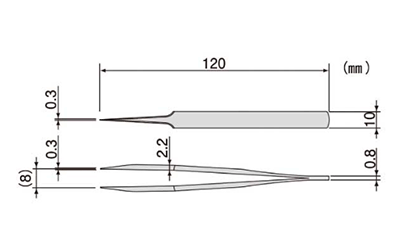 エンジニア 鉄腕ピンセット(極細タイプ) PT-31の寸法図