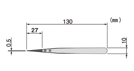 エンジニア ESDピンセット(標準タイプ) PTZ-41の寸法図