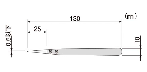 エンジニア セラミックピンセット PTZ-51の寸法図