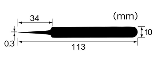 エンジニア ESDピンセット(極細タイプ) PTZ-63の寸法図