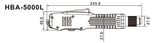 キリウス ブラシレスAC トランスレスタイプ 電動ドライバー (HBA5000シリーズ)の寸法図