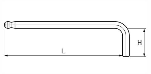 ツノダ ボールポイント六角レンチ 標準タイプ (BS)の寸法図