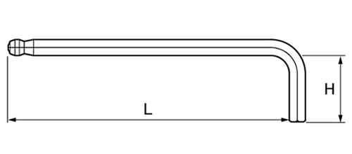 ツノダ ボールポイント六角レンチ 標準タイプ (9本組セット)(BS-A)の寸法図