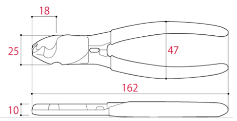ツノダ 反転式ケーブルカッター(ストリッパー機能付)(KCC-22)の寸法図