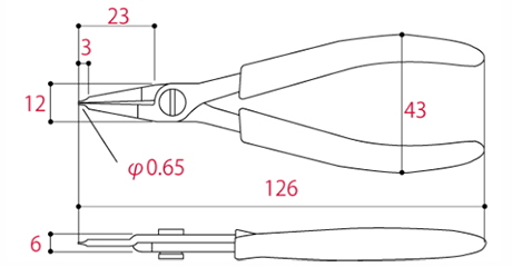 ツノダ スナップリング プライヤー穴用125mm (6～11mm用)(MSI)の寸法図