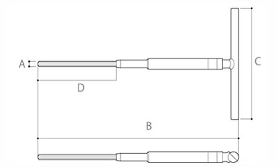 ツノダ T型クイックターンレンチ (T型六角棒スパナ)(TL)(色別)の寸法図